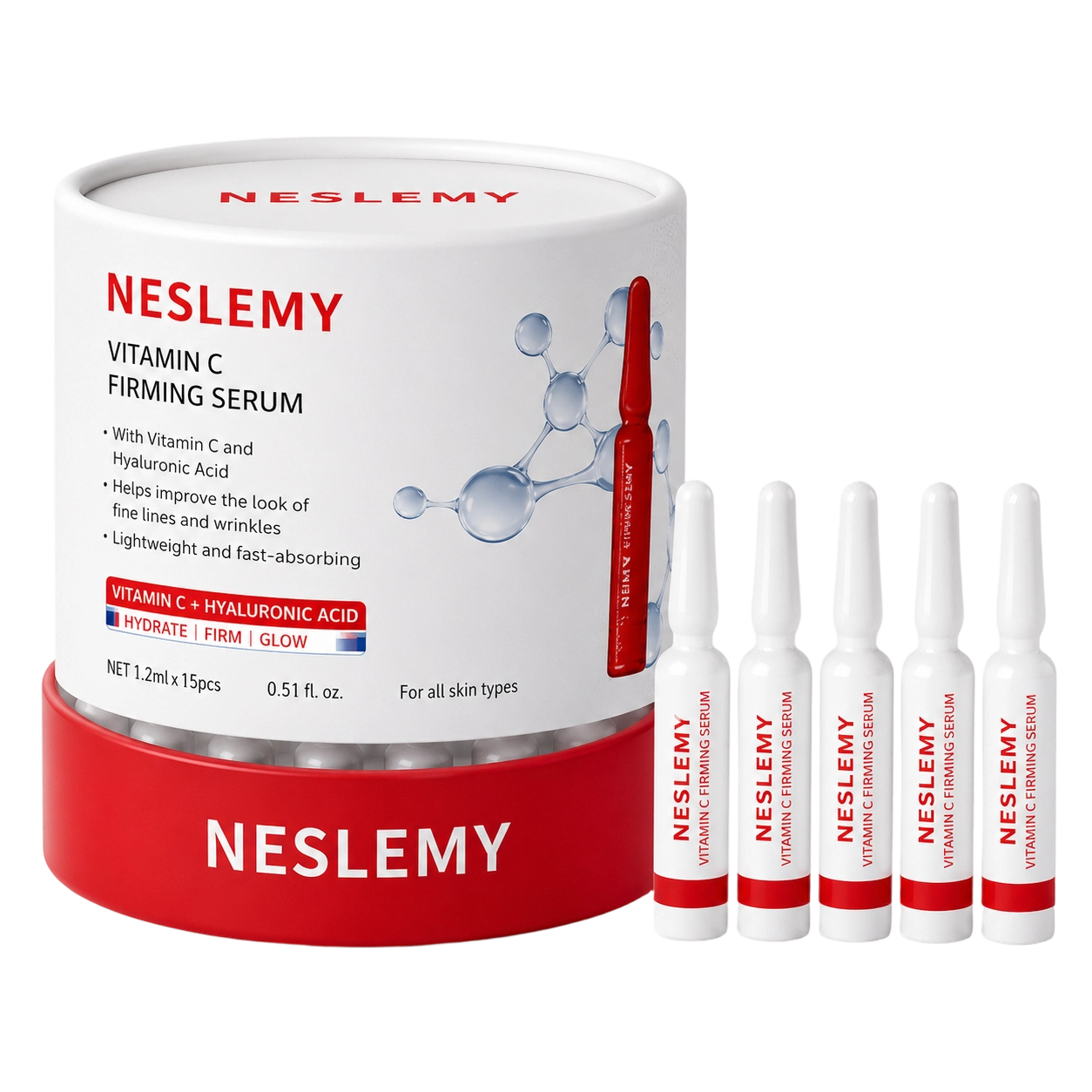 ✨ NESLEMY Vitamin C Collagen Firming Serum Ampoules – Brightening, Hydrating & Anti-Wrinkle Skin Care