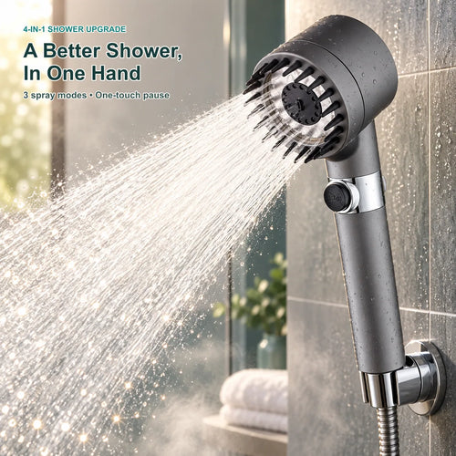 4-in-1 High-Pressure Shower Head hero with focused spray