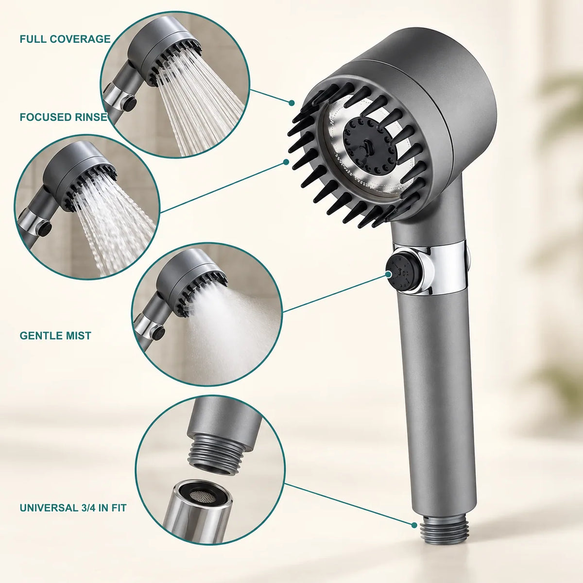 4-in-1 High-Pressure Shower Head: Useful details, kept simple.
