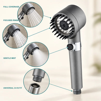 Three spray modes, one-touch pause and universal connector