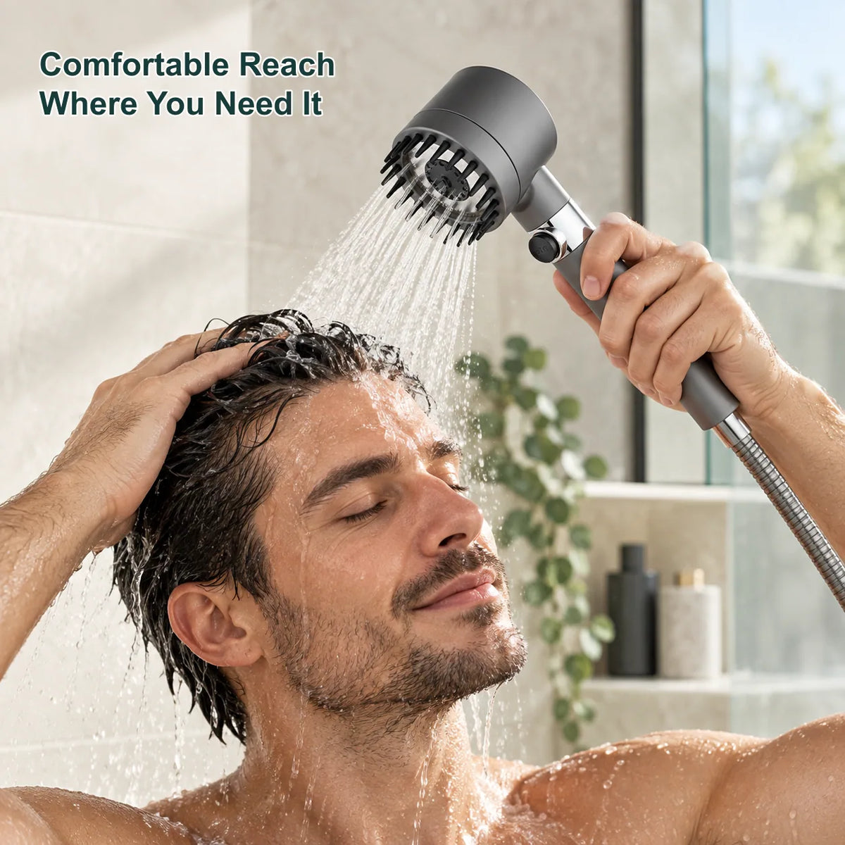Handheld shower head used for a comfortable hair rinse