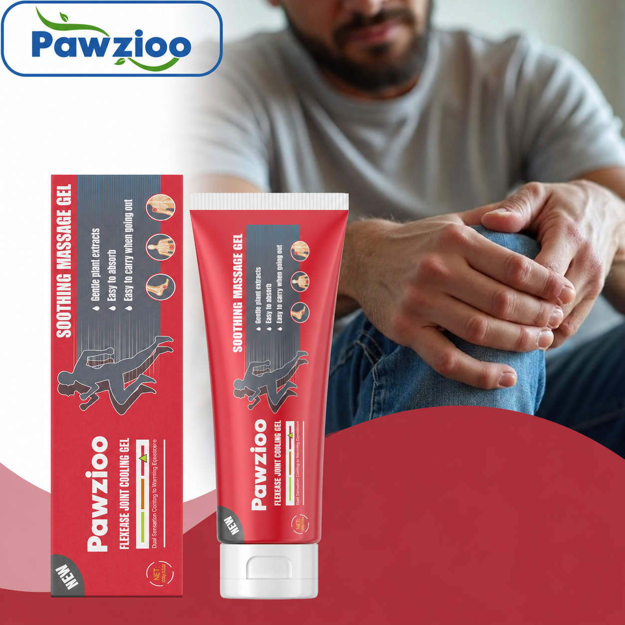 ✨ Pawzioo Turmeric & Menthol Joint & Muscle Massage Gel – Cooling Comfort Care for Knees, Back, Neck, Hands & Feet ✨
