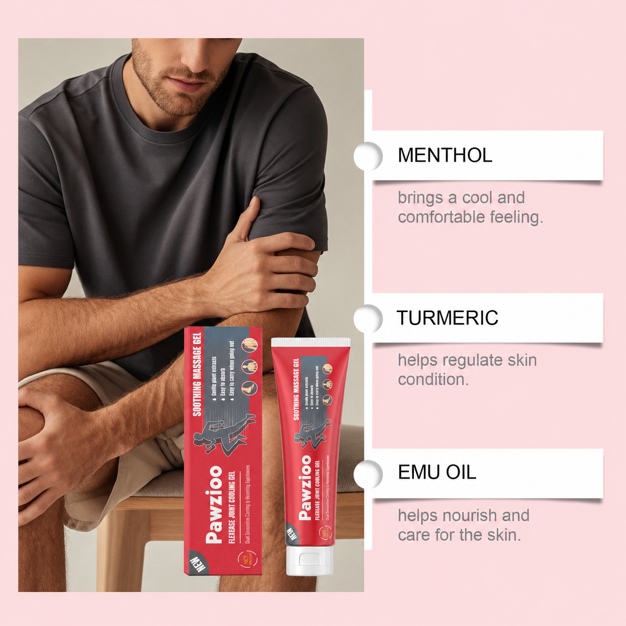 ✨ Pawzioo Turmeric & Menthol Joint & Muscle Massage Gel – Cooling Comfort Care for Knees, Back, Neck, Hands & Feet ✨