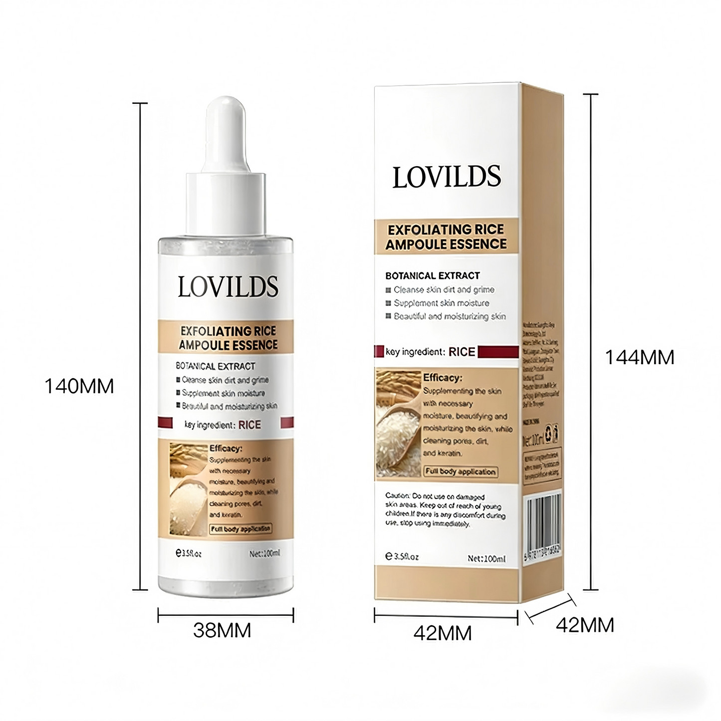 LOVILDS Glow Boost Rice Ampoule Duo | 3-in-1 Skin Perfecting Serums