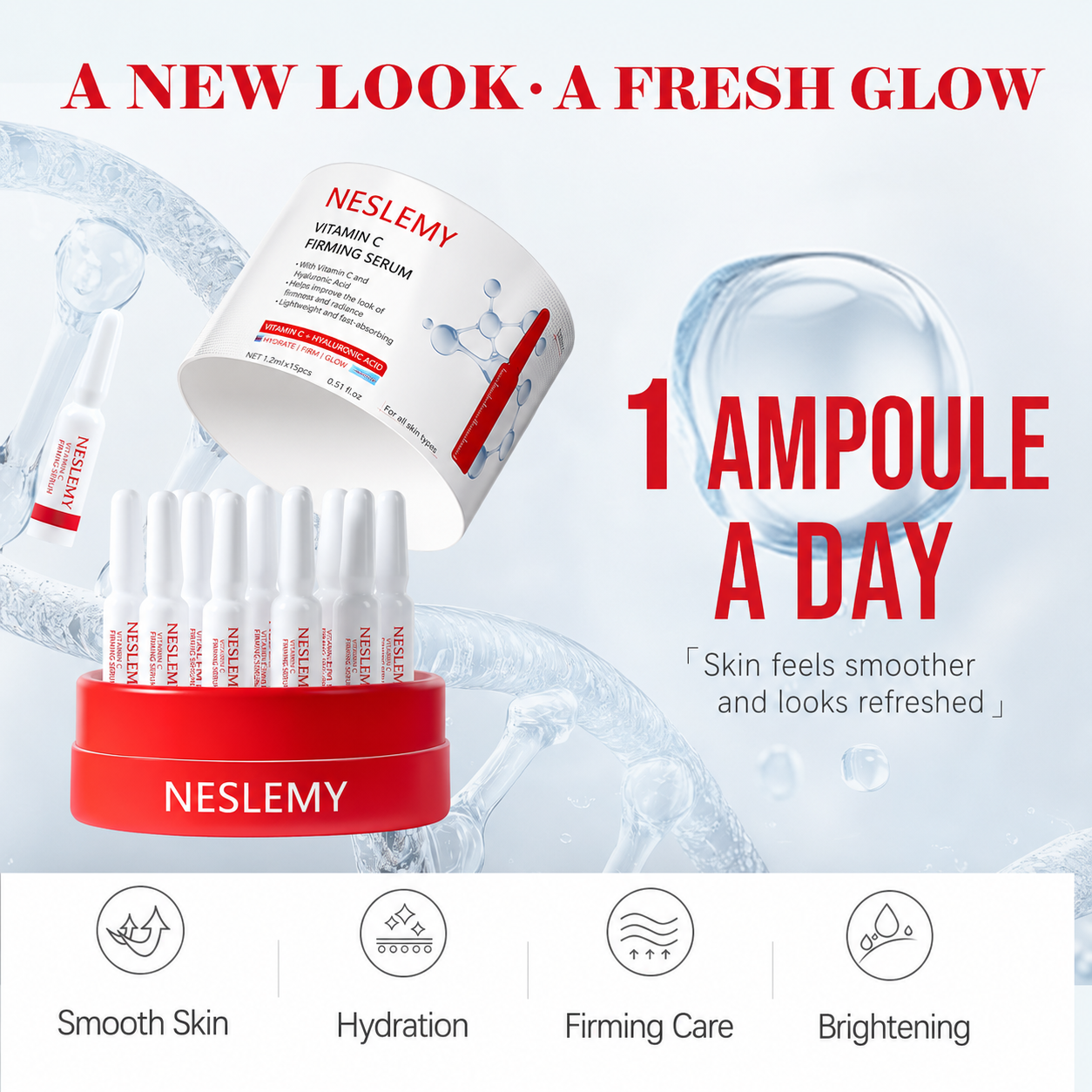✨ NESLEMY Vitamin C Collagen Firming Serum Ampoules – Brightening, Hydrating & Anti-Wrinkle Skin Care