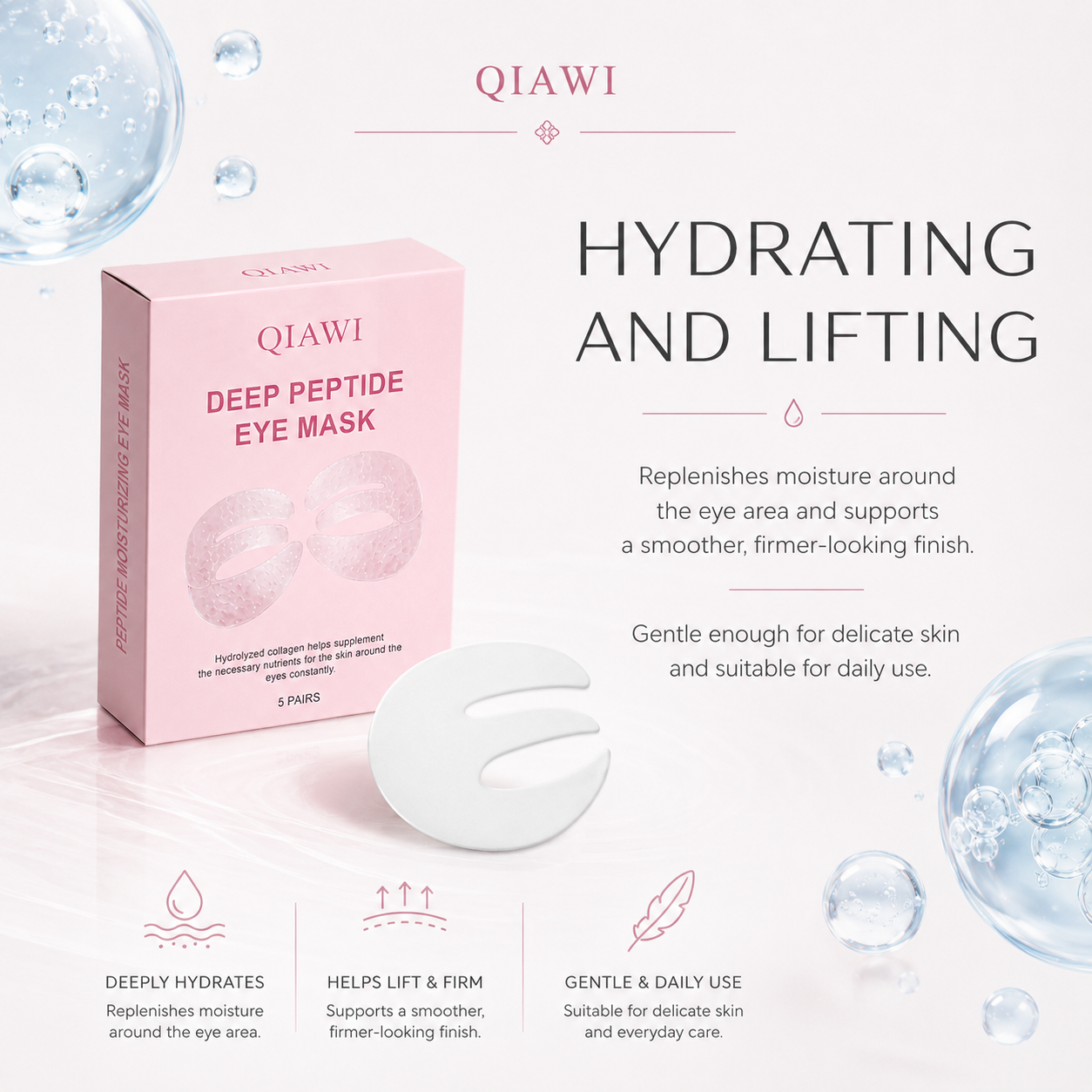 ✨ QIAWI Peptide Collagen Eye Mask – Hydrating, Smoothing & Firming Full-Eye Care 👁️