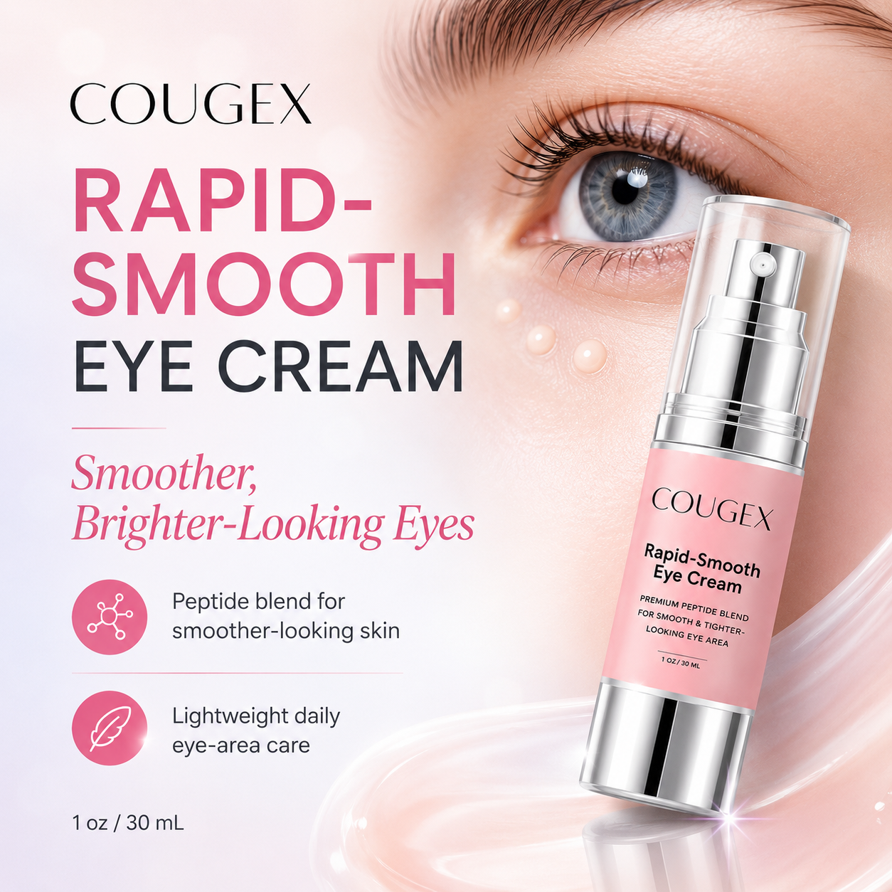 ✨ COUGEX Rapid-Smooth Peptide Eye Cream 👁️ Firm, Brighten & Refresh Tired-Looking Eyes