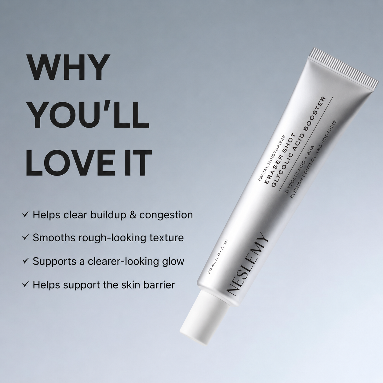 ✨ NESLEMY AHA + BHA Glycolic Acid Exfoliating Serum – Pore Care & Texture Refining ✨