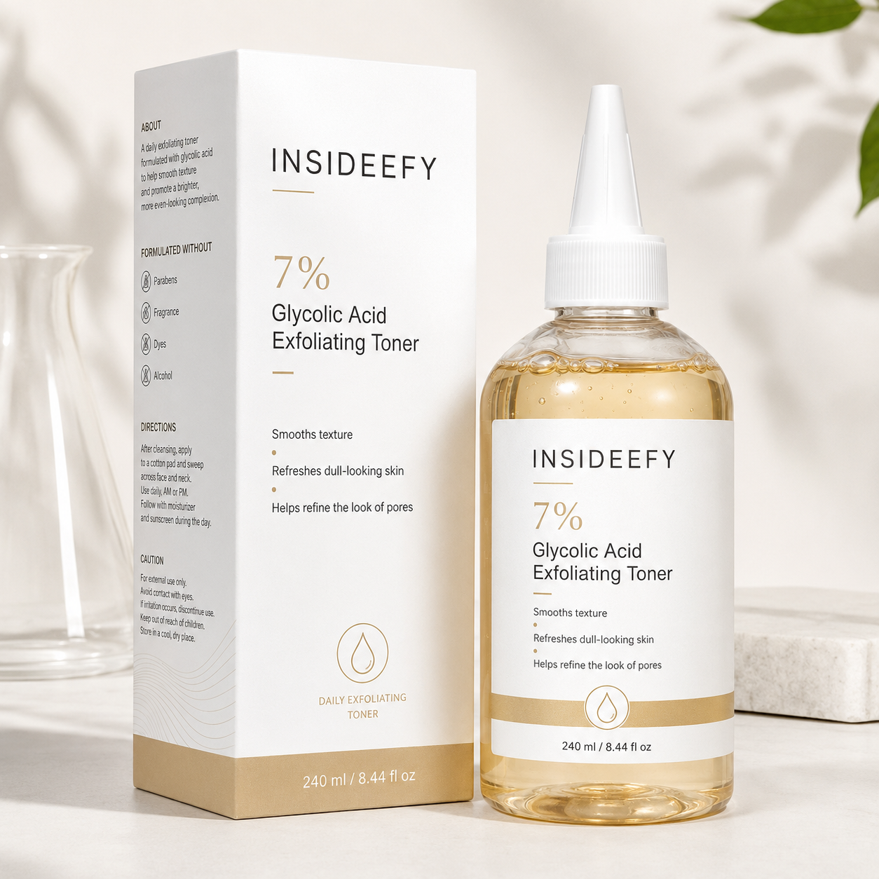 ✨ Insideefy 7% Glycolic Acid Renewal Toner – Smooth, Hydrate & Refine the Look of Pores ✨