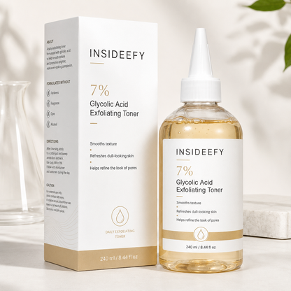 ✨ Insideefy 7% Glycolic Acid Renewal Toner – Smooth, Hydrate & Refine the Look of Pores ✨