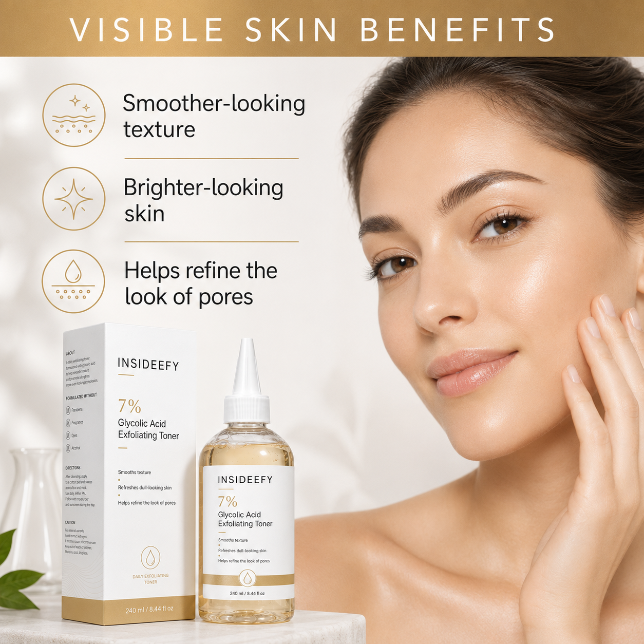 ✨ Insideefy 7% Glycolic Acid Renewal Toner – Smooth, Hydrate & Refine the Look of Pores ✨