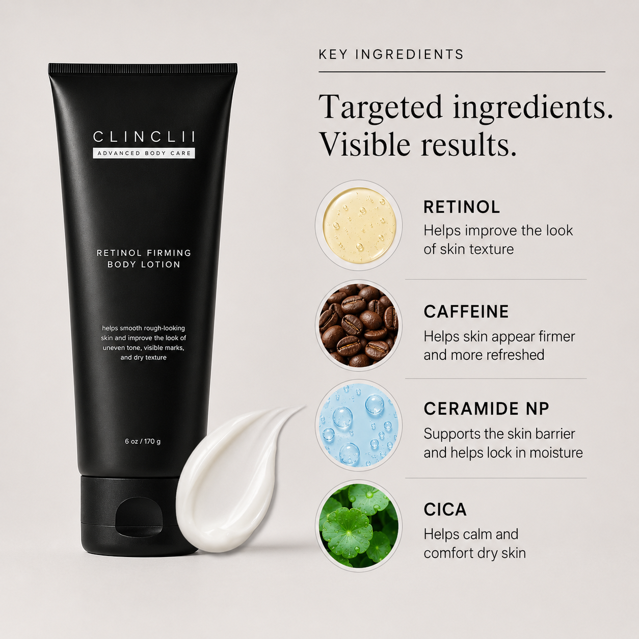 ✨ Clinclii Retinol Firming Body Lotion – Smoothing, Elasticity & Hydrating Care with Ceramides + Shea Butter ✨