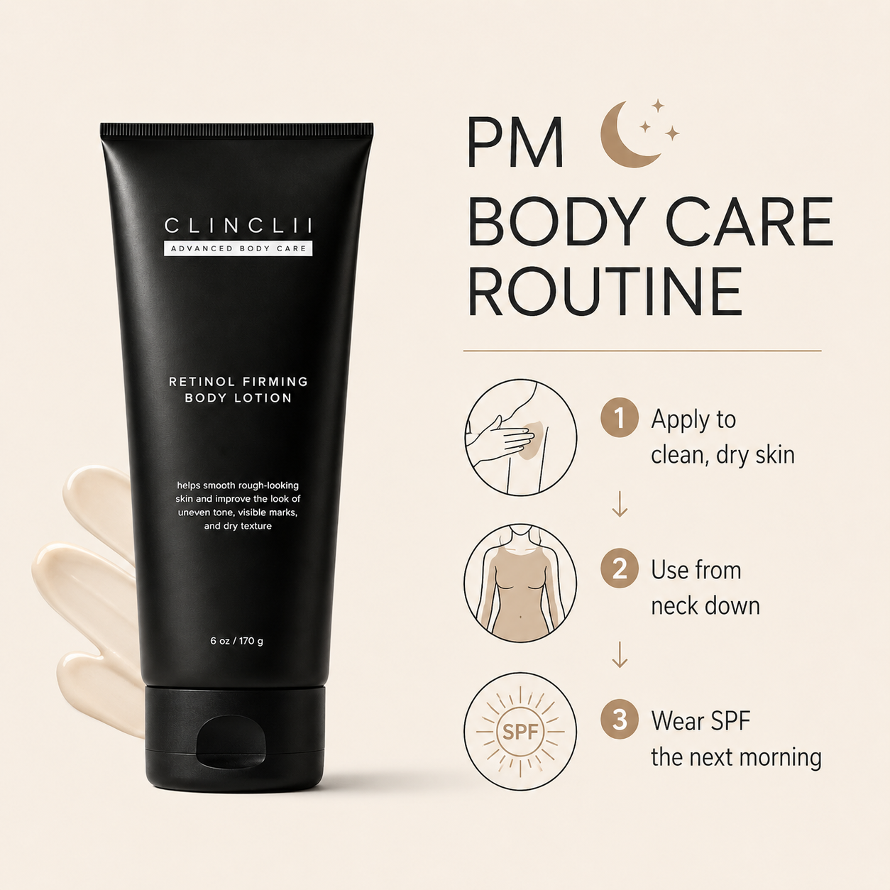 ✨ Clinclii Retinol Firming Body Lotion – Smoothing, Elasticity & Hydrating Care with Ceramides + Shea Butter ✨