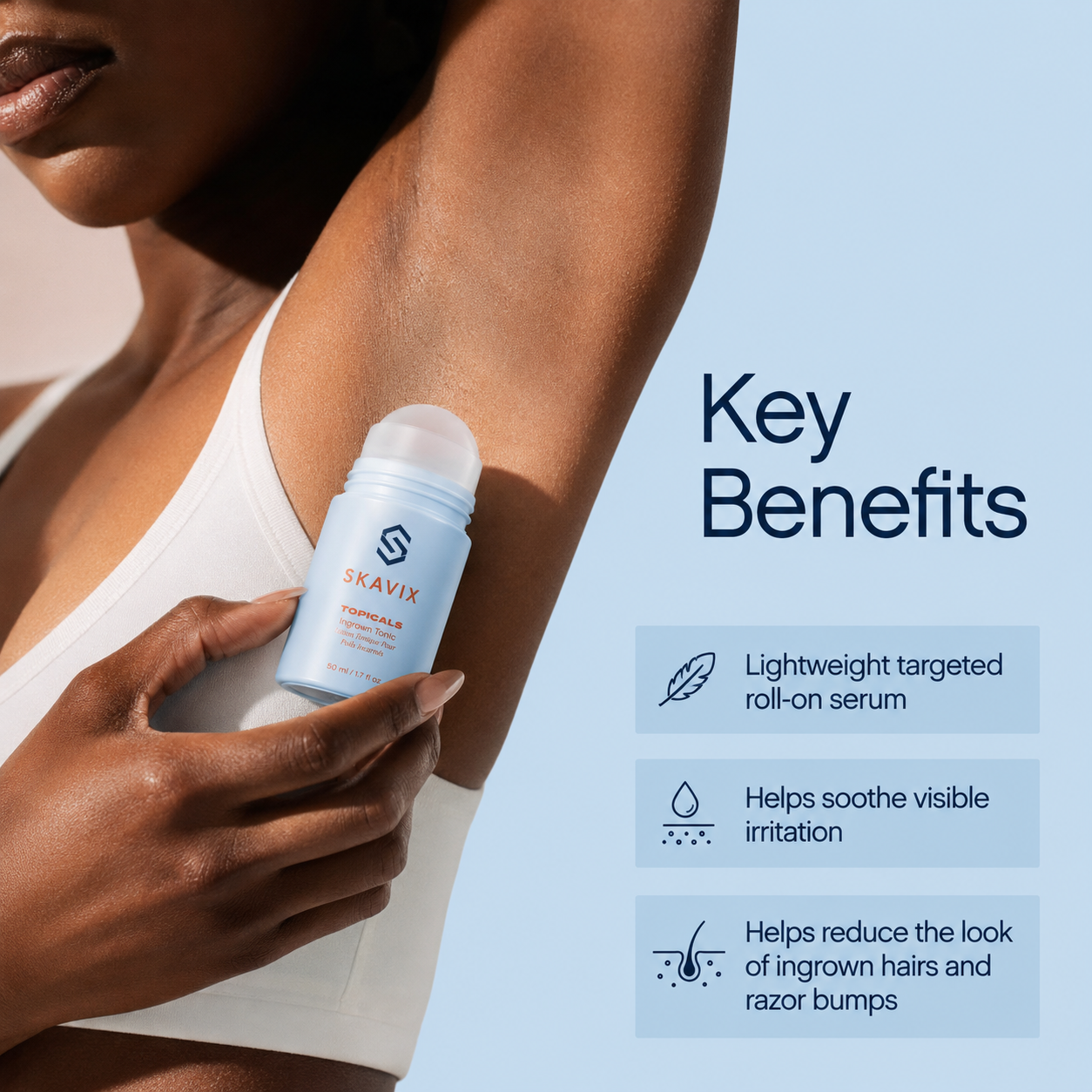 ✨ SKAVIX Ingrown Hair Roll-On Serum – Smoothing Care for Razor Bumps, Trapped Hairs & Post-Shave Irritation ✨