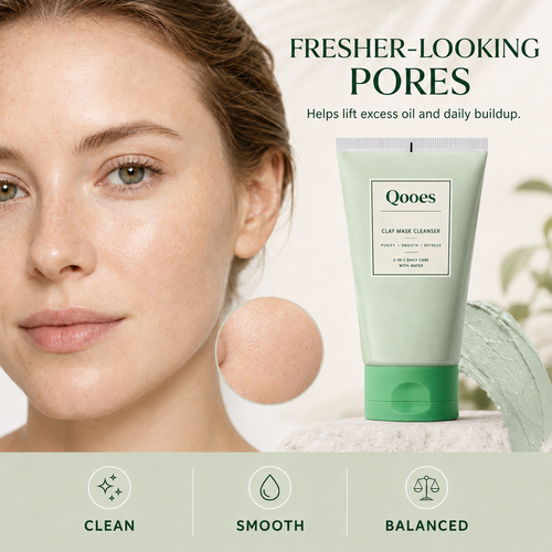 ✨ Qooes Botanical tomato extract Clay Mask Cleanser – 2-in-1 Pore Cleansing, Oil-Balancing & Smoothing Care ✨