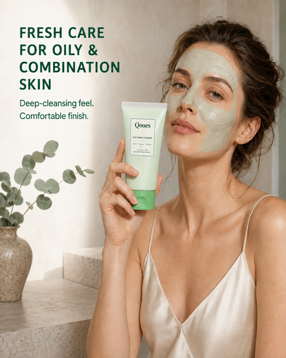 ✨ Qooes Botanical tomato extract Clay Mask Cleanser – 2-in-1 Pore Cleansing, Oil-Balancing & Smoothing Care ✨
