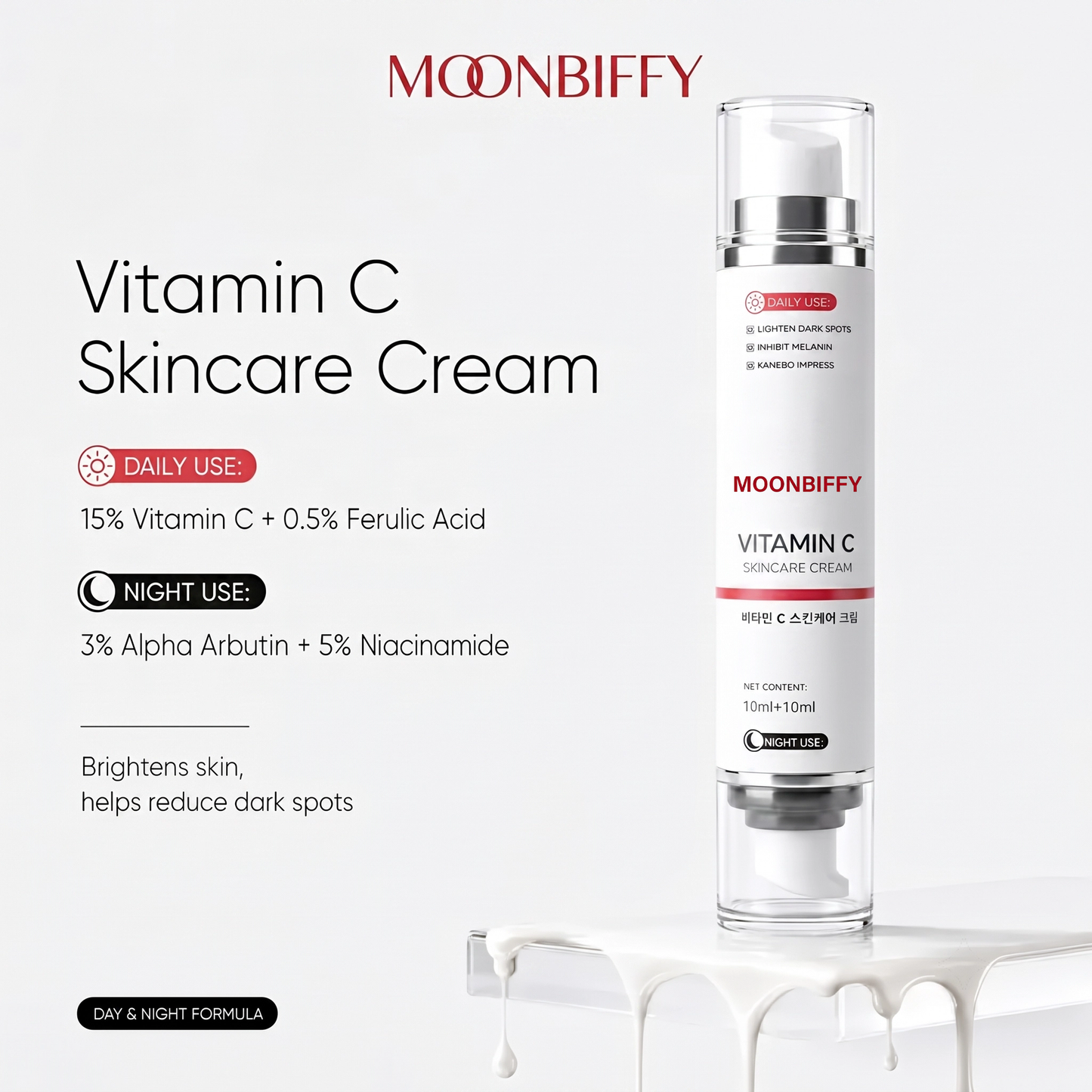 ✨ MOONBIFFY Vitamin C + Niacinamide Day & Night Cream – Brightening & Even-Tone Care 💧