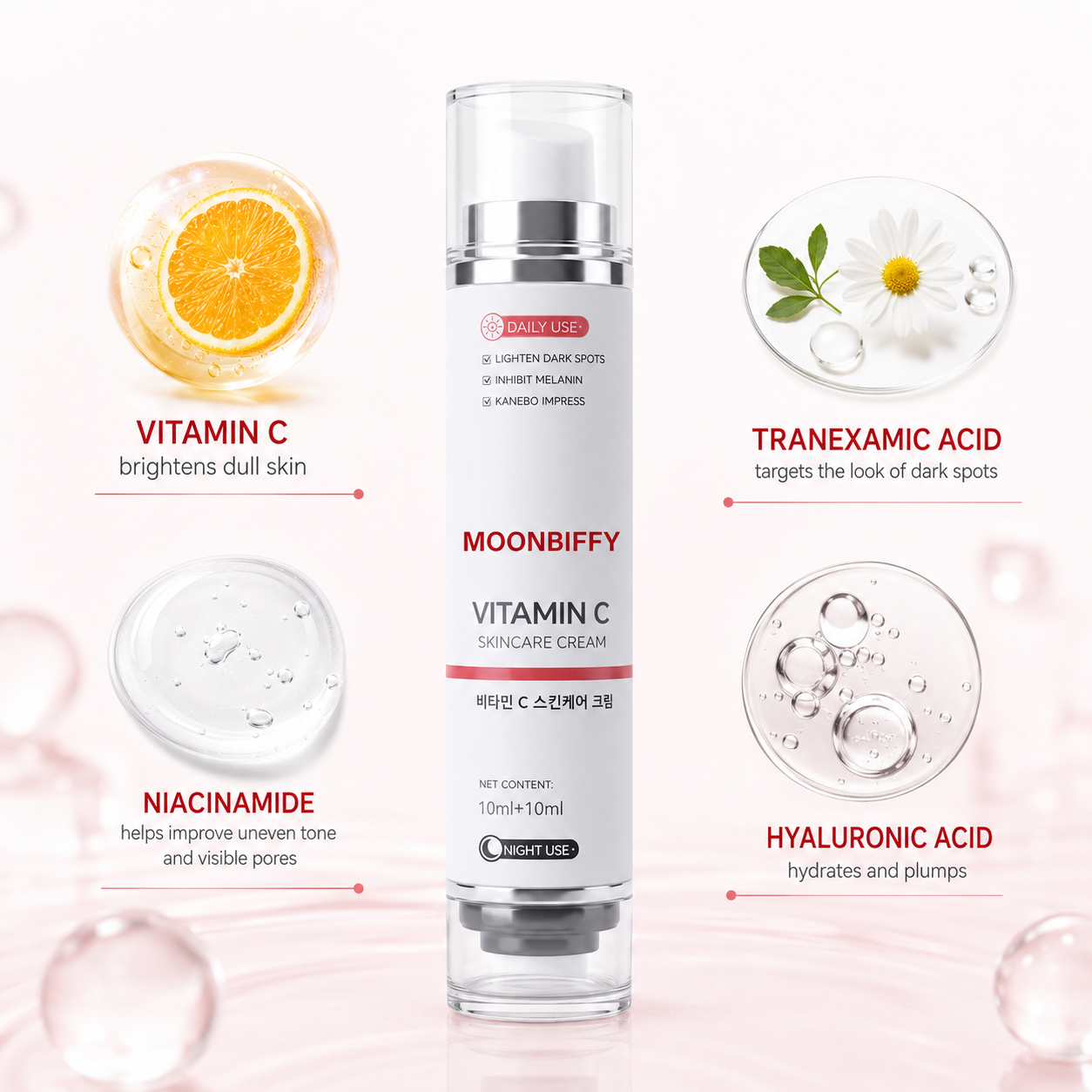 ✨ MOONBIFFY Vitamin C + Niacinamide Day & Night Cream – Brightening & Even-Tone Care 💧