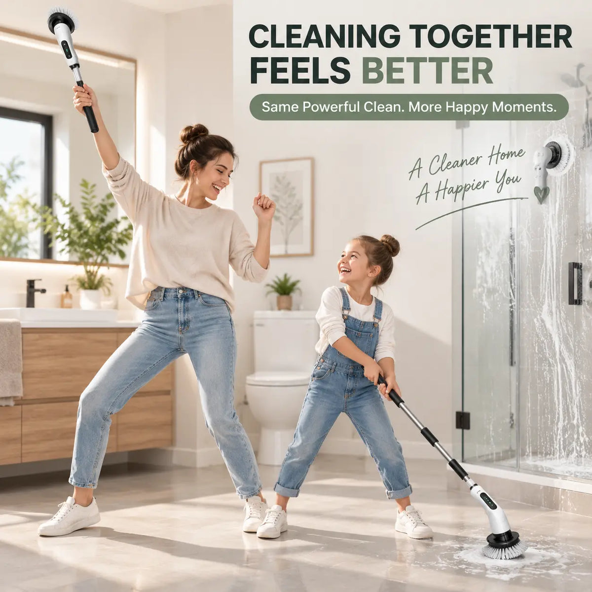 Cordless Electric Spin Scrubber with Extendable Handle