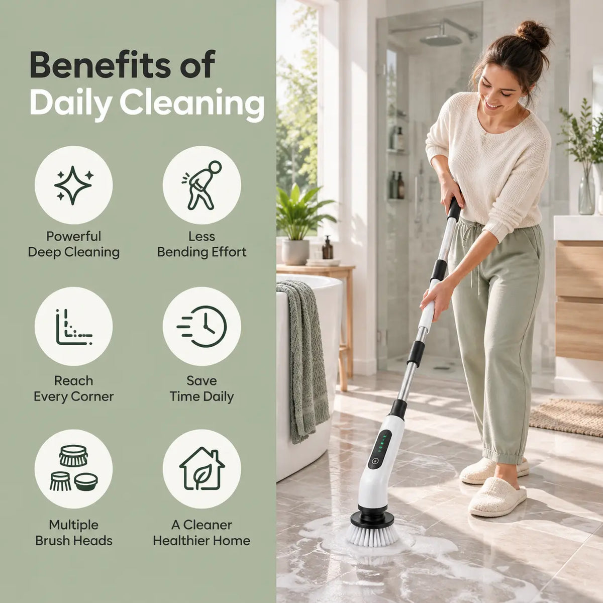 Cordless Electric Spin Scrubber with Extendable Handle