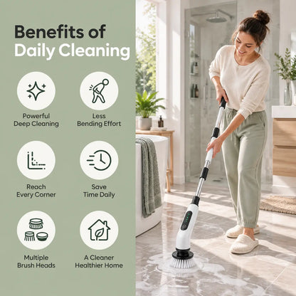 Cordless Electric Spin Scrubber with Extendable Handle