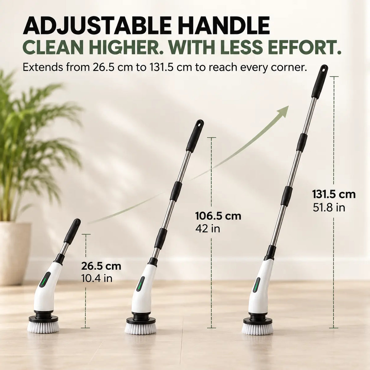 Seven interchangeable cleaning heads included with the scrubber