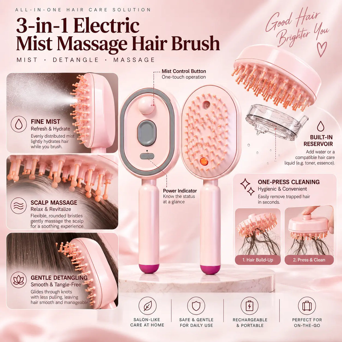Electric Mist Massage Hair Brush