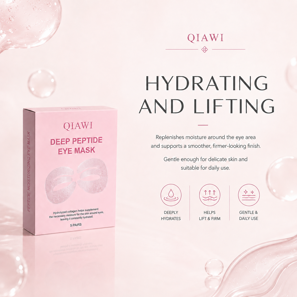 ✨ QIAWI Peptide Collagen Eye Mask – Hydrating, Smoothing & Firming Full-Eye Care 👁️