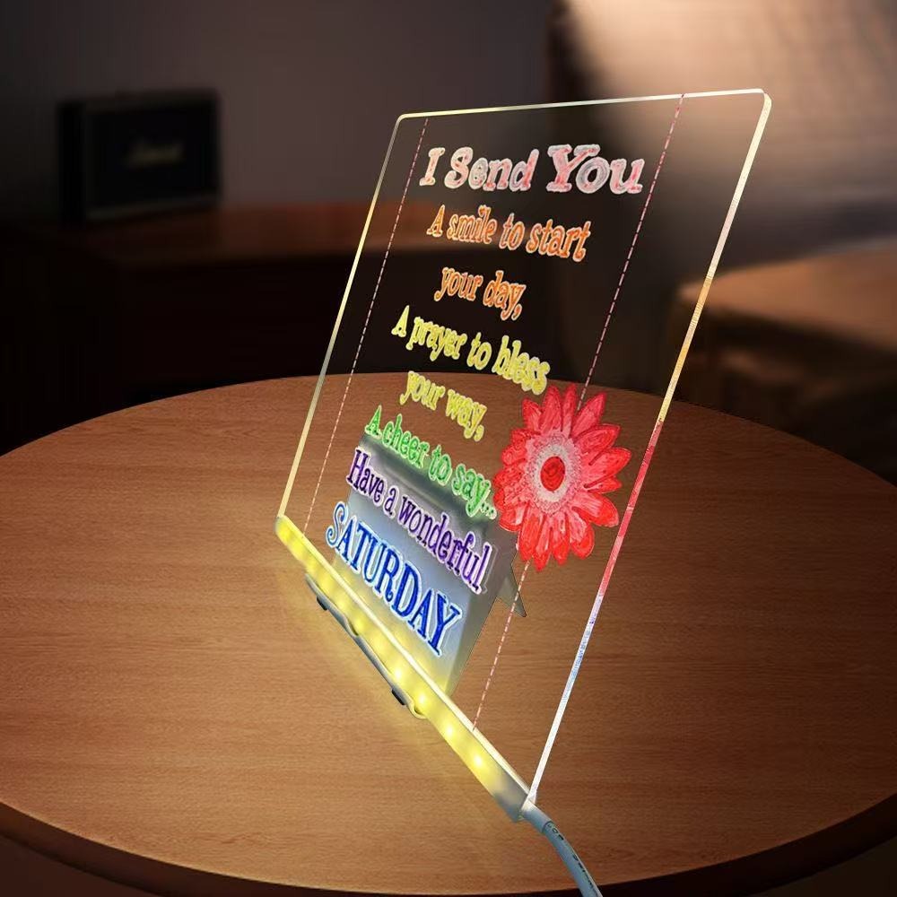 LED Drawing Board - Erasable Acrylic Light-Up Panel with Cleaning Kit, Ideal for Christmas Halloween Decor & Learning