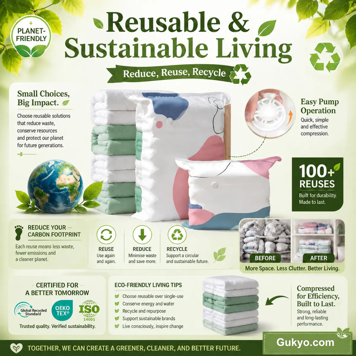 No-Pump Vacuum Storage Bags